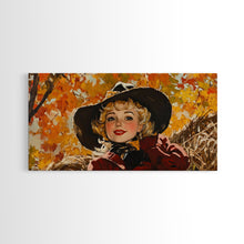Carregar imagem no visualizador da galeria, Cute Fall Cowgirl Amongst The Autumn Leaves, Gift or Autumn Decor, Perfect Addition to Home and Office Interiors
