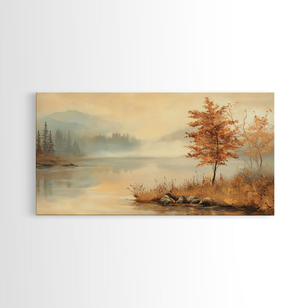 Fall In The Countryside, Moody Wall Decor, Framed Canvas Print, Seasonal Autumn Decor