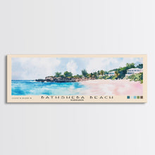 Load image into Gallery viewer, Bathsheba Beach, Barbados Watercolor Print, Vacation Gift, Barbados Wall Art, Beach Painting, Beach Decor, Large Wall Art, Wood Frame Art
