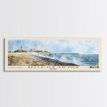 Load image into Gallery viewer, Belle-Île-en-Mer, France Watercolor Print, Vacation Gift, France Wall Art, Beach Painting, Beach Decor, Large Wall Art, Wood Frame Art
