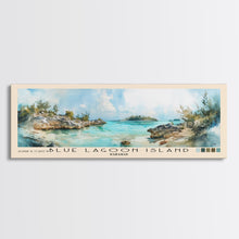 Load image into Gallery viewer, Blue Lagoon Island, Bahamas Watercolor Print, Vacation Gift, Bahamas Wall Art, Beach Painting, Beach Decor, Large Wall Art, Wood Frame Art
