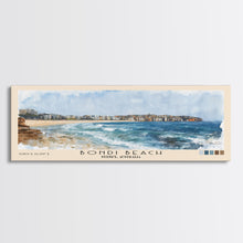 Load image into Gallery viewer, Bondi Beach, Sydney, Australia Watercolor Print, Vacation Gift, Sydney, Australia Wall Art, Beach Painting, Beach Decor, Large Wall Art, Wood Frame Art
