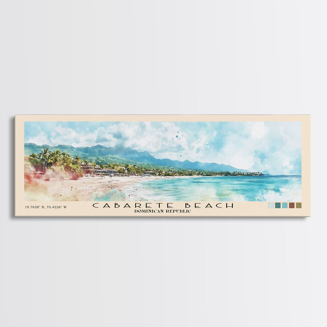 Cabarete Beach, Dominican Republic Watercolor Print, Vacation Gift, Dominican Republic Wall Art, Beach Painting, Beach Decor, Large Wall Art, Wood Frame Art