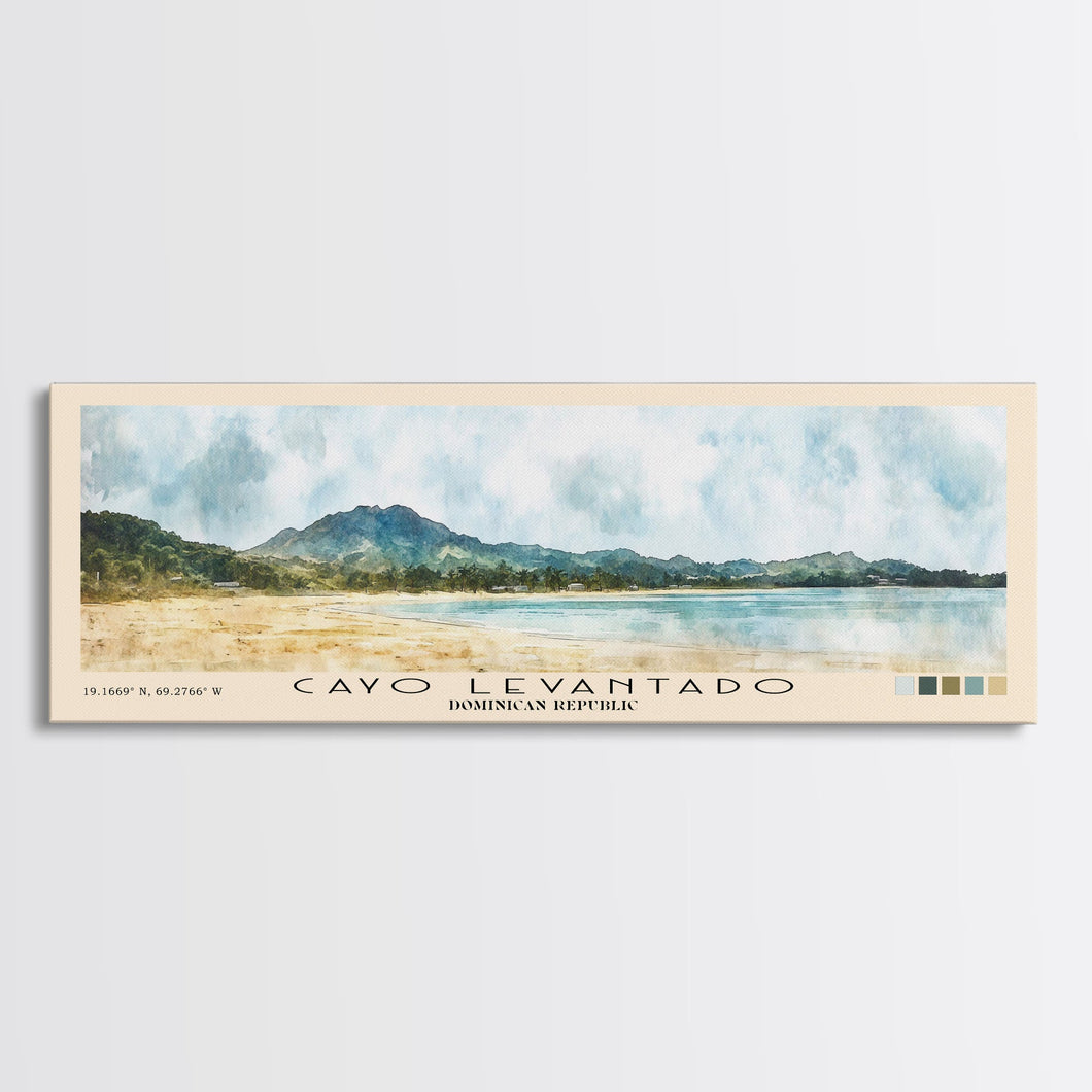 Cayo Levantado, Dominican Republic Watercolor Print, Vacation Gift, Dominican Republic Wall Art, Beach Painting, Beach Decor, Large Wall Art, Wood Frame Art