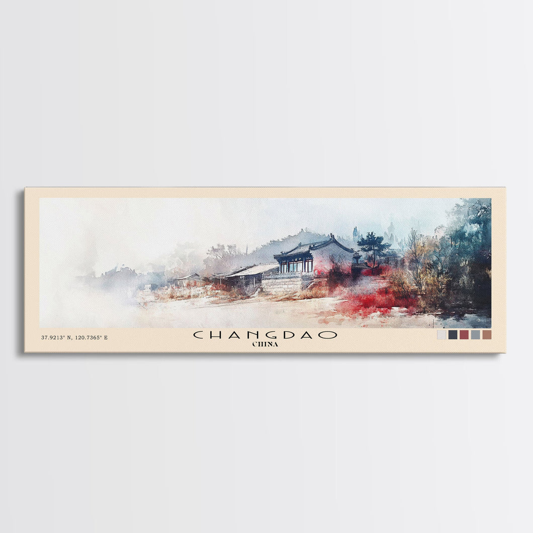Changdao, China Watercolor Beach Print, Vacation Gift, China Wall Art, Beach Painting, Beach Decor, Beach Painting