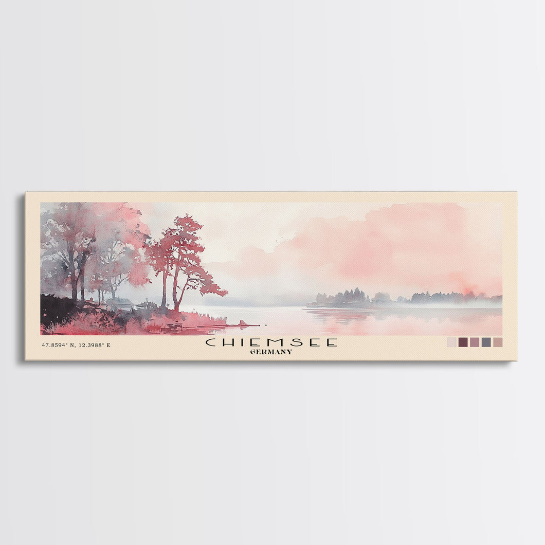 Chiemsee, Germany Watercolor Print, Vacation Gift, Germany Wall Art, Beach Painting, Beach Decor, Large Wall Art, Wood Frame Art