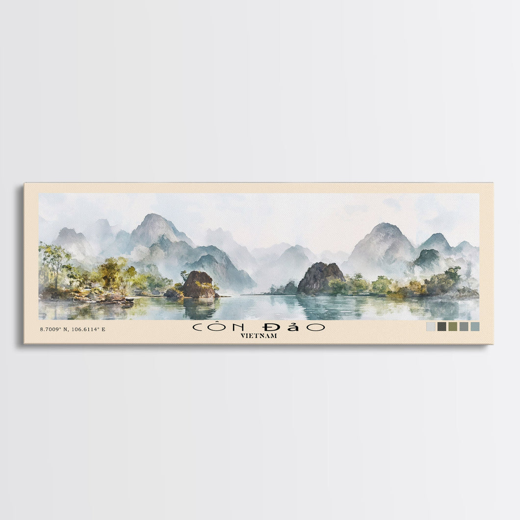 Côn Đảo, Vietnam Watercolor Beach Print, Vacation Gift, Vietnam Wall Art, Framed Canvas Print, Framed Beach Painting