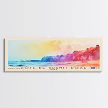 Cargar imagen en el visor de la galería, Côte de Granit Rose, France Watercolor Beach Print, Vacation Gift, France Wall Art, Framed Canvas Print, Framed Beach Painting
