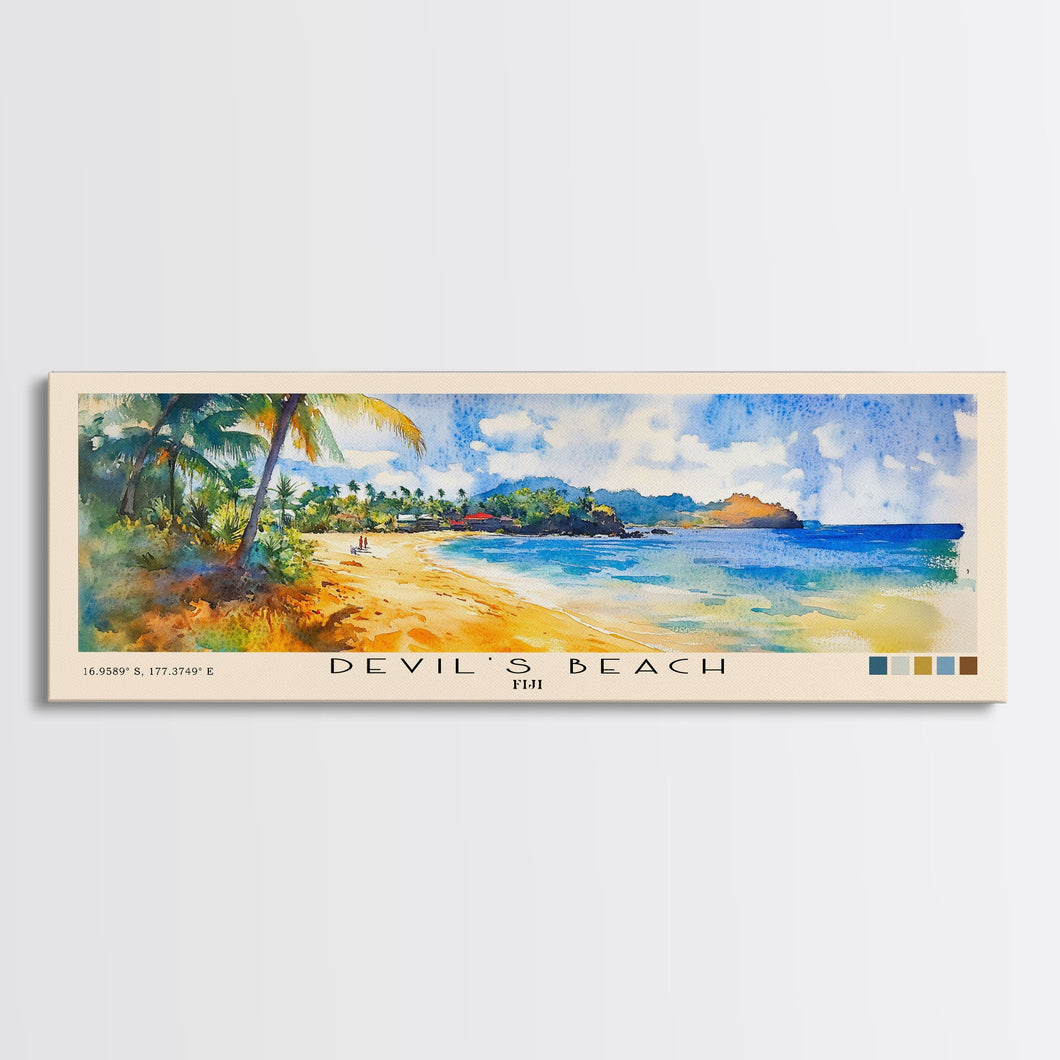 Devil’s Beach, Fiji Watercolor Beach Print, Vacation Gift, Fiji Wall Art, Beach Painting, Beach Decor, Beach Painting