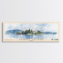 Load image into Gallery viewer, Embiez Island, France Watercolor Beach Print, Vacation Gift, France Wall Art, Framed Canvas Print, Framed Beach Painting
