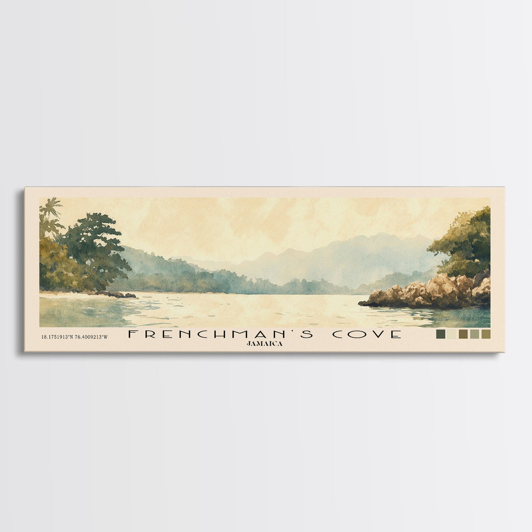Frenchman’s Cove, Jamaica Watercolor Print, Vacation Gift, Jamaica Wall Art, Beach Painting, Beach Decor, Large Wall Art, Wood Frame Art