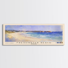 Load image into Gallery viewer, Freshwater Beach, Australia Watercolor Beach Print, Vacation Gift, Australia Wall Art, Framed Canvas Print, Framed Beach Painting
