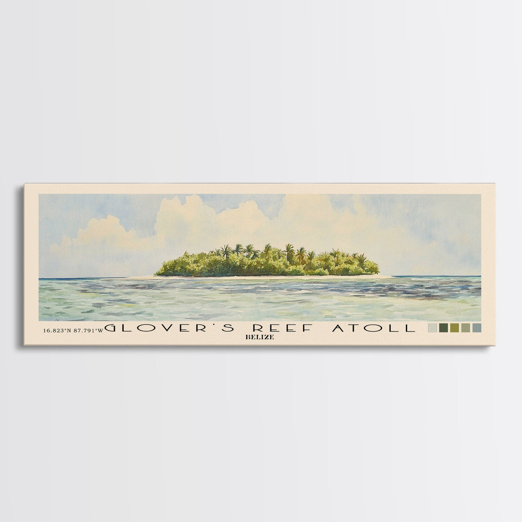 Glover’s Reef Atoll, Belize Watercolor Beach Print, Vacation Gift, Belize Wall Art, Beach Painting, Beach Decor, Beach Painting
