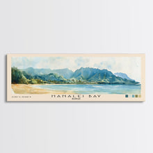 Cargar imagen en el visor de la galería, Hanalei Bay, Hawaii Watercolor Beach Print, Vacation Gift, Hawaii Wall Art, Framed Canvas Print, Framed Beach Painting
