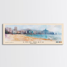 Load image into Gallery viewer, Lido Beach, Hong Kong Watercolor Print, Vacation Gift, Hong Kong Wall Art, Beach Painting, Beach Decor, Large Wall Art, Wood Frame Art
