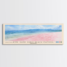 Load image into Gallery viewer, Pink sand Subic beach Matnog, Philippines Watercolor Print, Vacation Gift, Philippines Wall Art, Beach Painting, Beach Decor, Large Wall Art, Wood Frame Art
