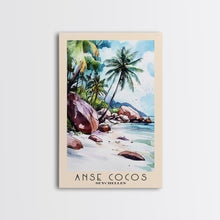 Load image into Gallery viewer, Anse Cocos, Seychelles Watercolor Beach Print, Vacation Gift, Seychelles Wall Art, Beach Painting, Beach Decor, Beach Painting
