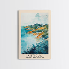 Carregar imagem no visualizador da galeria, Antigua, Antigua and Barbuda Watercolor Beach Print, Vacation Gift, Antigua and Barbuda Wall Art, Framed Canvas Print, Framed Beach Painting
