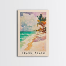 Carregar imagem no visualizador da galeria, Arashi Beach, Aruba Watercolor Beach Print, Vacation Gift, Aruba Wall Art, Framed Canvas Print, Framed Beach Painting
