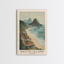 Load image into Gallery viewer, Baffin Island, Canada Watercolor Print, Vacation Gift, Canada Wall Art, Beach Painting, Beach Decor, Large Wall Art, Wood Frame Art
