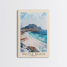 Carregar imagem no visualizador da galeria, Balos Beach, Greece Watercolor Beach Print, Vacation Gift, Greece Wall Art, Framed Canvas Print, Framed Beach Painting

