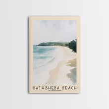 Load image into Gallery viewer, Bathsheba Beach, Barbados Watercolor Print, Vacation Gift, Barbados Wall Art, Beach Painting, Beach Decor, Large Wall Art, Wood Frame Art
