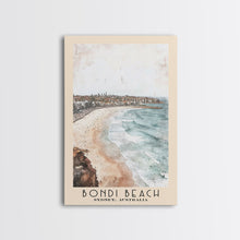 Load image into Gallery viewer, Bondi Beach, Sydney, Australia Watercolor Print, Vacation Gift, Sydney, Australia Wall Art, Beach Painting, Beach Decor, Large Wall Art, Wood Frame Art
