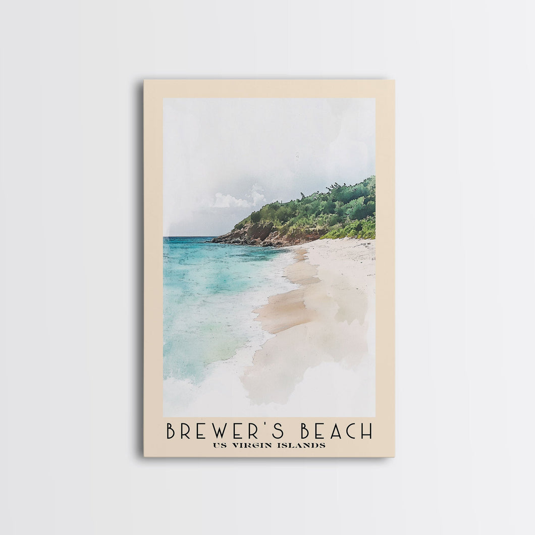 Brewer’s Beach, US Virgin islands Watercolor Print, Vacation Gift, US Virgin islands Wall Art, Beach Painting, Beach Decor, Large Wall Art, Wood Frame Art