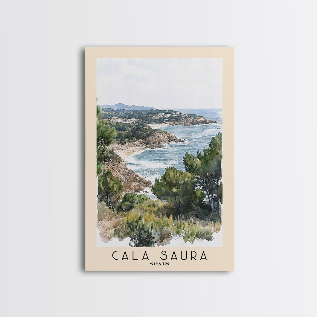 Cala Saura, Spain Watercolor Print, Vacation Gift, Spain Wall Art, Vacation Wall Art, Vacatation Memories, Beach Decor, Beach Or Lakehouse Art