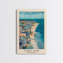 Carregar imagem no visualizador da galeria, Cape May, New Jersey Watercolor Beach Print, Vacation Gift, New Jersey Wall Art, Framed Canvas Print, Framed Beach Painting
