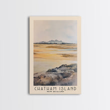 Load image into Gallery viewer, Chatham Island, New Zealand Watercolor Print, Vacation Gift, New Zealand Wall Art, Beach Painting, Beach Decor, Large Wall Art, Wood Frame Art
