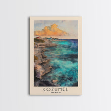 Load image into Gallery viewer, Cozumel, Mexico Watercolor Print, Vacation Gift, Mexico Wall Art, Beach Painting, Beach Decor, Large Wall Art, Wood Frame Art
