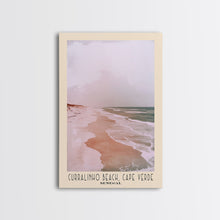 Load image into Gallery viewer, Curralinho Beach, Cape Verde, Senegal Watercolor Print, Vacation Gift, Senegal Wall Art, Beach Painting, Beach Decor, Large Wall Art, Wood Frame Art
