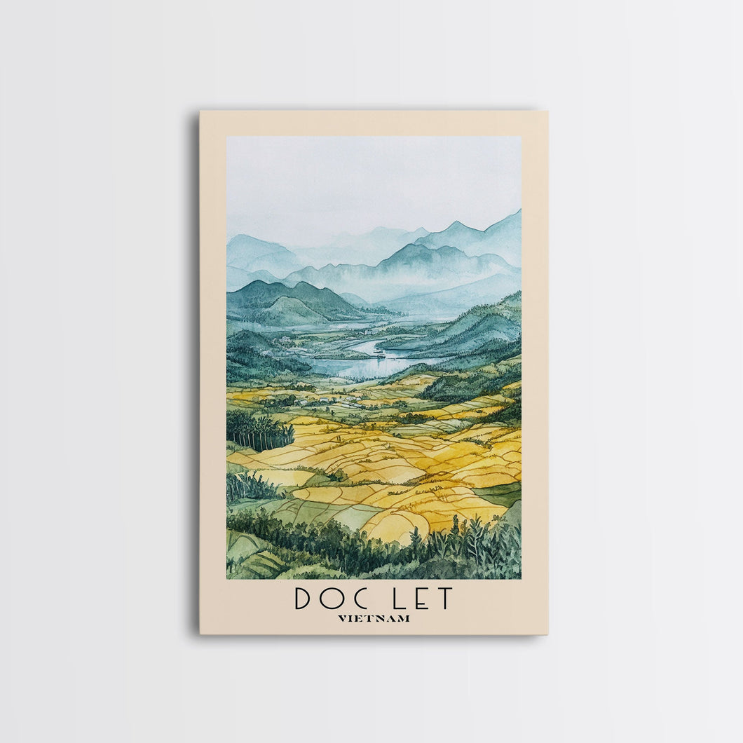 Doc Let, Vietnam Watercolor Print, Vacation Gift, Vietnam Wall Art, Beach Painting, Beach Decor, Large Wall Art, Wood Frame Art