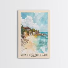 Load image into Gallery viewer, Dunn’s River Falls Beach, Jamaica Watercolor Print, Vacation Gift, Jamaica Wall Art, Beach Painting, Beach Decor, Large Wall Art, Wood Frame Art
