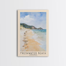 Load image into Gallery viewer, Freshwater Beach, Australia Watercolor Beach Print, Vacation Gift, Australia Wall Art, Framed Canvas Print, Framed Beach Painting
