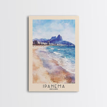 Load image into Gallery viewer, Ipanema, Brazil Watercolor Print, Vacation Gift, Brazil Wall Art, Beach Painting, Beach Decor, Large Wall Art, Wood Frame Art
