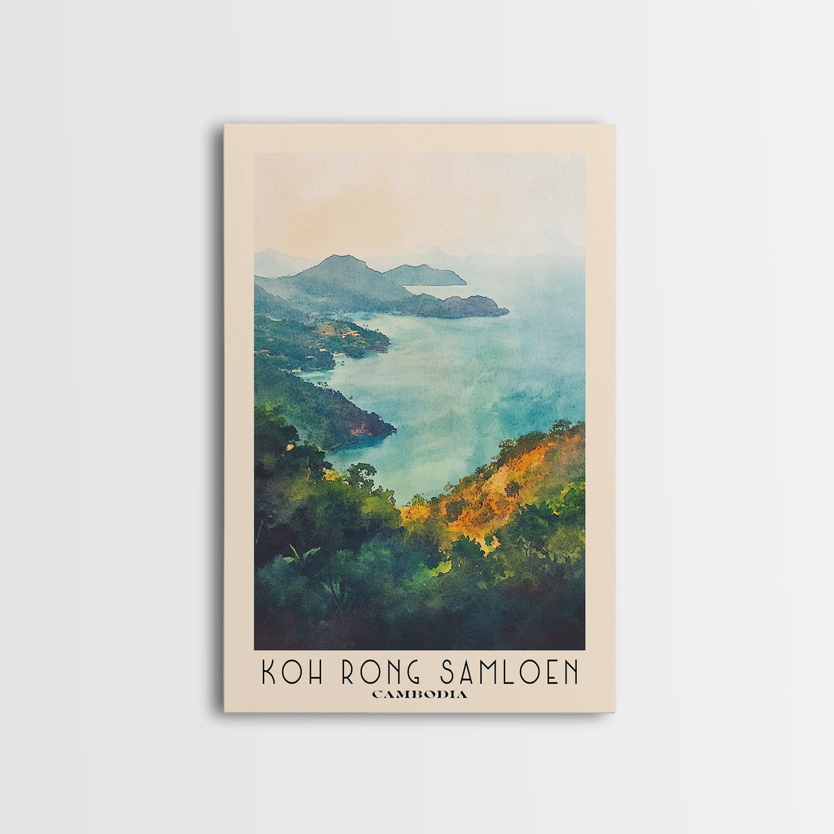 Koh Rong Samloen, Cambodia Watercolor Print, Vacation Gift, Cambodia W