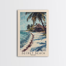 Load image into Gallery viewer, Secret Beach, Belize Watercolor Print, Vacation Gift, Belize Wall Art, Beach Painting, Beach Decor, Large Wall Art, Wood Frame Art
