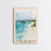 Load image into Gallery viewer, Trunk Bay Beach, US Virgin islands Watercolor Beach Print, Vacation Gift, US Virgin islands Wall Art, Framed Canvas Print, Framed Beach Painting
