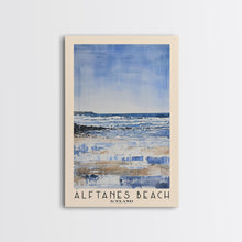 Load image into Gallery viewer, Álftanes Beach, Iceland Watercolor Print, Vacation Gift, Iceland Wall Art, Beach Painting, Beach Decor, Large Wall Art, Wood Frame Art
