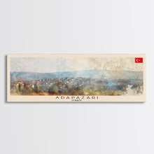 Carregar imagem no visualizador da galeria, Adapazar Turkey Panoramic Travel Poster, Framed Canvas Print or Metal Wall Art, Travel Art, Home Decor, Panoramic Painting, Midcentury Art
