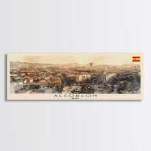 Carregar imagem no visualizador da galeria, Alcorcón Spain Panoramic Travel Poster, Framed Canvas Print or Metal Wall Art, Travel Art, Home Decor, Panoramic Painting, Midcentury Art
