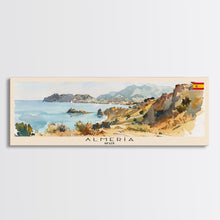 Carregar imagem no visualizador da galeria, Almeria Spain Panoramic Travel Poster, Framed Canvas Print or Metal Wall Art, Travel Art, Home Decor, Panoramic Painting, Midcentury Art

