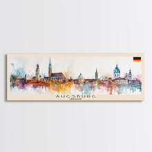 Carregar imagem no visualizador da galeria, Augsburg Germany Panoramic Travel Poster, Framed Canvas Print or Metal Wall Art, Travel Art, Home Decor, Panoramic Painting, Midcentury Art
