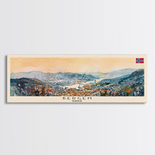 Load image into Gallery viewer, Bergen Norway Wall Art, Panoramic Travel Poster, Panoramic Framed Canvas Print, City Wall Art, Wall Hanging Home Decor, Travel Art
