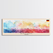 Load image into Gallery viewer, Bochum Germany Panoramic Travel Poster, Framed Canvas Print or Metal Wall Art, Travel Art, Home Decor, Panoramic Painting, Midcentury Art
