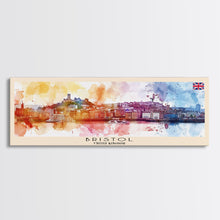 Carregar imagem no visualizador da galeria, Bristol United Kingdom Panoramic Travel Poster, Framed Canvas Print or Metal Wall Art, Travel Art, Home Decor, Panoramic Painting, Midcentury Art
