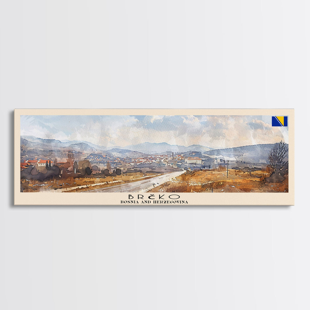 Brčko Bosnia Wall Art, Panoramic Travel Poster, Panoramic Framed Canvas Print, City Wall Art, Wall Hanging Home Decor, Travel Art