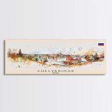 Cargar imagen en el visor de la galería, Chelyabinsk Russia Panoramic Travel Poster, Framed Canvas Print or Metal Wall Art, Travel Art, Home Decor, Panoramic Painting, Midcentury Art

